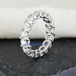 Pass Diamond Tester 5mm Custom Women Jewelry Eternity Band Engagement Wedding 18k White Gold Moissanite Diamond Ring