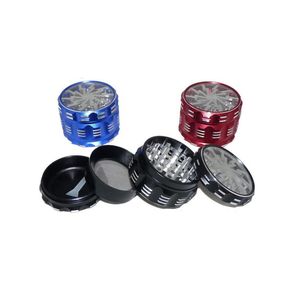 Tobacco Smoking Herb Grinders Four Layers Aluminium Alloy material 100% Metal dia 63mm mixed color With Clear Top Window Lighting Grinder