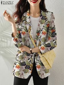 Meninas de Mulheres Blazers Zanzea 2023 Mulheres outono OL Blazer elegante Jaquetas Florais Impresso com Lapel de manga longa para fora de roupas de verão 230411