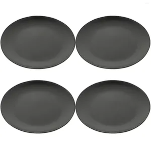 Dinnerware Sets 4 Pcs Black Melamine Plate Serving Dish Lunch Dessert Flat Bottom Kitchen Plates Dinner Tableware