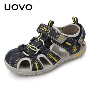 Сандалии uovo бренд летняя пляжная обувь Дети закрытые пальцы для малышей для малышей детские модельерные обувь для мальчиков и девочек #24-38 230412
