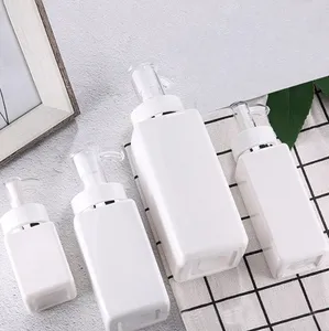 White PET Square Lotion Pump Bottles Alcohol Gel Disinfectant Shampoo Hand Sanitizer Bottle Cosmetic Sub-Packing Plastic Bottle Quality100ml 200ml 300ml 500ml