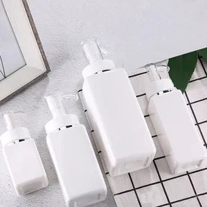 White Pet Square Lotion Pump Bottles Alcohol Gel Desinfectant Shampoo Hand Sanitizer Bottle Cosmetic Sub-Packing Plastic Bottle Quality100 ml 200 ml 300 ml 500 ml