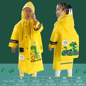 Reflective Stripe Children Waterproof Poncho with Face Cover Cartoon Raincape Raincoat School Travel Kids Rainwear H23-78