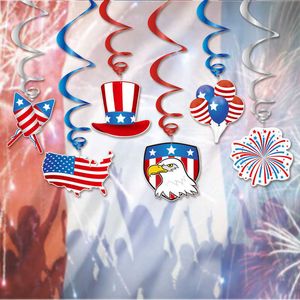 Nyhetsartiklar 2023 New American Independence Day Party Decoration PVC Spiral Flower Suit American National Day Decoration Hanging Decorations Z0411