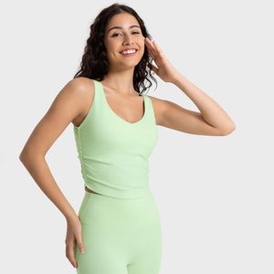 Lw054 Canotta invernale calda da yoga Canotta in pile Canottiera sexy skin-friendly Canottiera slim fit Reggiseno sportivo con scollo a V morbido con coppe rimovibili