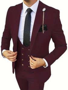 Mens Suits Blazers Slim Fit For Men 3 Piece Double Breasted Suit Wedding Prom Party Busination Blazer Vest and Pants With Tie 231110