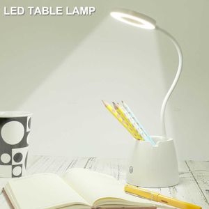 Schreibtischlampen 1PC Led Tischleuchte Stifthalter Ringlampe Rund USB Schreibtischlampen Wiederaufladbare Anpassung Leselampe mit Telefonhalter Kinder P230412