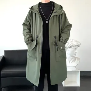 Men's Trench Coats 2023 Coat Mens Fashion Overcoat Casual Slim Fit Solid Long Male Windbreaker Outwear Homme