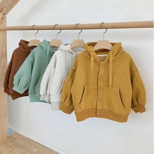 Jacken 2023 Ankunft Kleidung für Baby Mädchen Jungen Mantel Grün Khaki Solide Kapuzenkragen Jacke Winterkleidung Tops