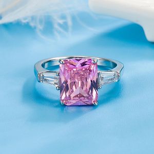 Ringos de cluster 925 anel de cristal rosa de prata esterlina para mulheres ANILLOS DE BANHAS DE MORRINHAS JOENS CAIXA