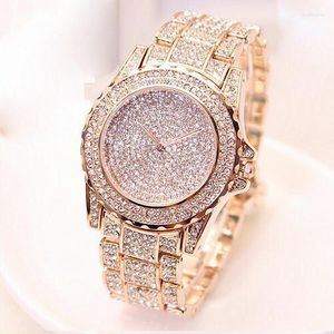 Нарученные часы 2023 Iced Out Watch Men Men Fashion Luxury Rinestone Rose Gold Quartz Wistwatches мужские часы Reloj Hombre Relogio Masculino