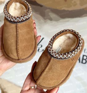 Tazz Tasman II Terlik Çocuklar Bebek Ayakkabı Toddler Kestane Kürk Slaytlar Koyun derisi Shearling Klasik Ultra Mini Boot Kış Katırları Slip-On Yün
