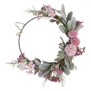 Decorative Flowers Artificial Garland Tinsel Green Leaf Wreath Floral Plastic Summer Flower