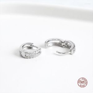 Creolen LKO Real 925 Sterling Silber Zweireihig Kristall Für Frauen Mädchen Hochzeitstag Party Geschenk