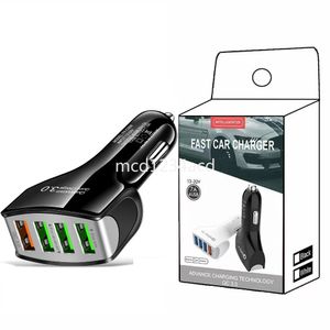 Snabb snabb laddning 4 USB -portar 7A 3.1A Billaddare Auto Power Adapters för iPhone 15 11 12 13 14 Samsung S23 S24 M1