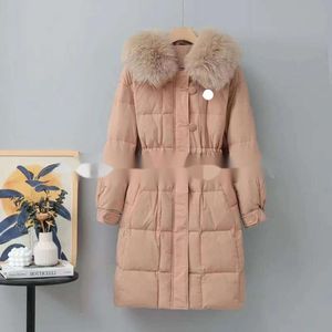 Women s Down Jacket and Parka Winter New Designer Women s Long Over Knee Coat Hooded Thick Warm Large Fur Collar Cotton Fashion Brand Badge jacketstop iffcoat