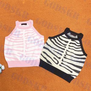 Seksi Halter Tank Kadın Üstleri Pembe Zebra Desen Tankları Yelek Moda Kırpılmış Top İki Renk