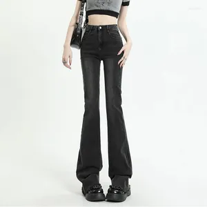 Jeans femininos magros de cintura alta flee feminina roupas de rua feminino y2k jeans calças retro -coreanas moda