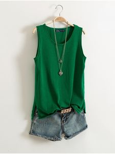 Camisoles Tanks The summer I shaped sleeveless knit bottom shirt with a loose top and solid body 230412