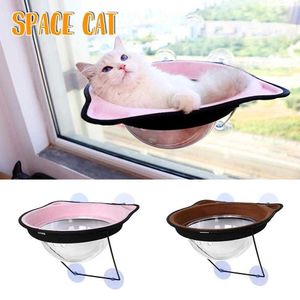 Cat Beds Furniture High Quality Pet Cat Hammock Transparent Space Capsule Suction Cup Hanging Beds Sunbathing Window Sill Bed Nest W0412