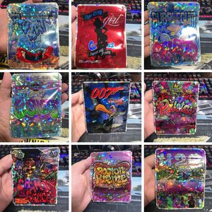 Mylar Dry Flower Packing Påsar Laser California 3.5G EDibles Packagaging Plastpåse tom hologram holografiska paket