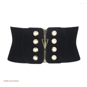 Cintos femininos elásticos vintage vestido cinto cintura elástica 4,7 polegadas cintura larga