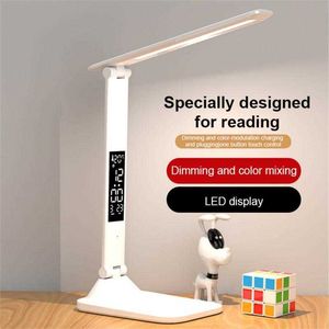 Desk Lamps Lantern LED Desk Lamp USB Touch Dimmable Eye Protection Table Lamp Calendar Temperature Clock Night Light For Study Reading Lamp P230412