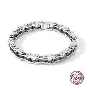 D140 S925 Sterling Silver Bracelet Fashion Letter Personalized Vintage Bicycle Chain Punk Hip Hop Jewelry Style Lover Gift