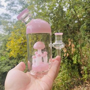Dab rig in vetro rosa da 7 pollici a forma di fungo, nuovo bong per pipa ad acqua in vetro unico all'ingrosso