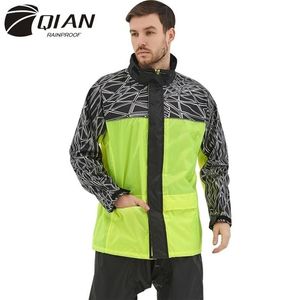 Qian Raincoat Suit ogenomträngliga kvinnor män huva motorcykel poncho regnrock motorcykel regnkläder s-4xl vandring fiske regn redskap 201231k