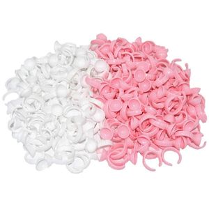 Pincéis de maquiagem 1000pcs colorido colorido rosa rosa plástico cílio anéis