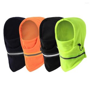 Cycling Caps Winter Warm Thickness Fleece Windproof Ski Bicycle Hiking Night Reflective Strip Hats Bib Cold Padded Hood Mask Cap