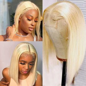 Hair Wigs 13x1 13x4 Bob 613 Honey Blonde Lace Front Human Remy Brazilian Straight Colored Frontal for Women 230412