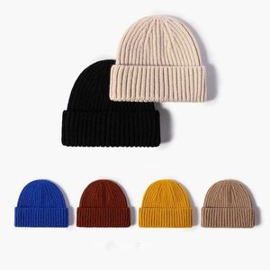 Beanie Skull Caps Korean hat warm knitting short melon skin hat in autumn and winter men's dome Wool Hat Women's brimless cold hat tide