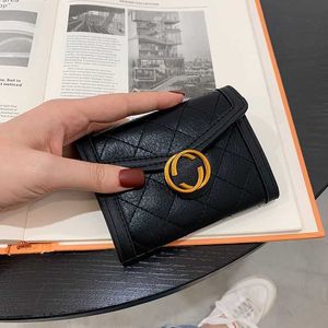 Designer Wallet Mini Short Wallet Women's 2023 New INS Fashion Lingge Personalized Small Money Clip Buckle Zero Wallet