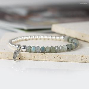 Strand Natural Wheel Stone Breaded Bracelet Labradorita Mertes de cor de cor prata Bracelets Charme de asa esticada para homens jóias femininas