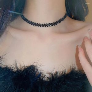 Choker Skysuk In Trendy Aesthetic Black Rhinestones Necklace For Women's Neck Metal Chain Necklaces Jewelry Y2k Accessories