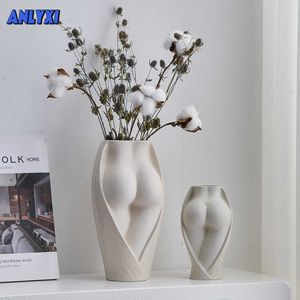Vazolar Dekoratif Vazolar Çiçekler Modern Çiçek Vazo Dekorasyon Ev Odası Dekor Nordic Seramik Vazo Kurutulmuş Saksılar Sanat Bitki Pot P230411