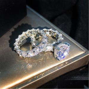 Anelli per coppie Set di anelli di moda Gioielli Zircone Cz Diamante Fidanzamento per donna Drop Delivery Dhgarden Ottel