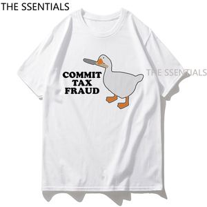 T-shirt da uomo Goose Game Commit Tax Frode T Shirt Donna/Uomo Estetica Lettera Stampa No Gender Only Tshirt Daily Funny Graphic Cotton Tees 230412