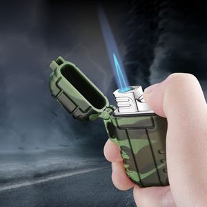 Hot Selling Jet Flame Torch Cigar Lighter Outdoor Windproof Turbine Inflatable Butane Gas Type Metal Waterproof Lighters for BBQ Baking Outdoor Travel