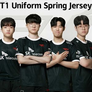 Koszulki męskie SKT T1 2023 koszulka drużynowa jednolite FAKER LOL League T1 T-shirt LCK koszula na zamówienie Faker Keria Zeus Gumayusi elektroniczna odzież sportowa 3M412