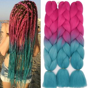 Ombre jumbo örgü saç sentetik ultra örgü saç uzantıları afro jumbo örgüler 24 inç