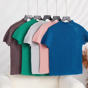 女性用Tシャツmiyakeプリーツ重いアイロンドリル短袖の半ばハイハイカラートップススリムな通勤ファッション汎用インチシャツ