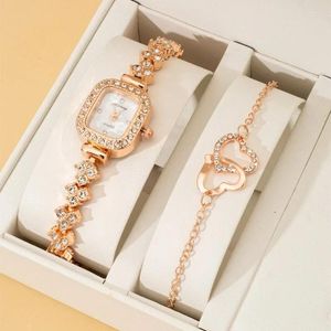 Wristwatches Watch For Women Women's Watches Trendy Small Sugar Bracelet Table Luxury Rose Gold Studded Love Set.