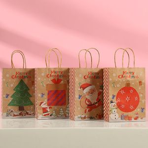 Gift Wrap 5pcs Christmas Bag Kraft Paper Packing Elk Santa Claus Merry Decoration Noel 2023