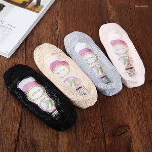 Women Socks YEAMOLLY Summer Lace Shallow Invisible Liner Sock Girl Silica Gel Anti-drop Boat Cotton Non-slip Antiskid Slippers