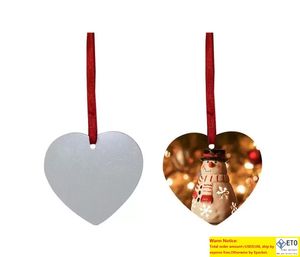 Sublimation Blank Christmas Ornament DoubleSided Xmas Tree Pendant Multi Shape Aluminum Plate Metal Hanging Tag Holidays spin