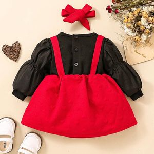 Girl Dresses Baby Toddler Valentine S Day Dress Round Neck Long Puff Sleeve Bow Decor A-Line With Headband